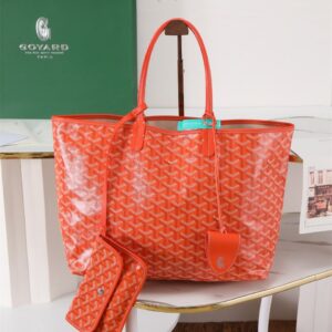 高仿Goyard*STLOUIP8滿印Tote手提袋橙色免檢版小號