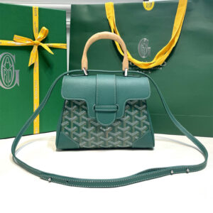 高仿Goyard*SAIGONR櫸木手柄單肩包綠色免檢版