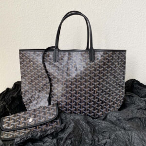 高仿Goyard*STLOUIH滿印Tote購物袋黑色中號免檢版