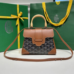 高仿Goyard*SAIGONQ櫸木手柄單肩包棕色免檢版
