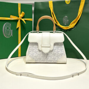 高仿Goyard*SAIGONL櫸木手柄單肩包白色免檢版