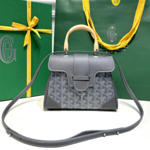 高仿Goyard*SAIGONB櫸木手柄單肩包灰色免檢版
