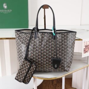高仿Goyard*STLOUIP2滿印Tote手提袋黑色免檢版小號