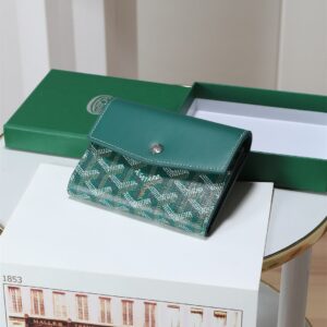 高仿Goyard*STGABR2拼色三折式錢夾錢包綠色免檢版