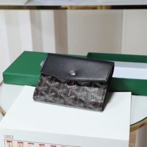 高仿Goyard*STGABR5拼色三折式錢夾錢包黑色免檢版