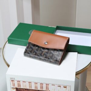 高仿Goyard*STGABR1拼色三折式錢夾錢包棕色免檢版