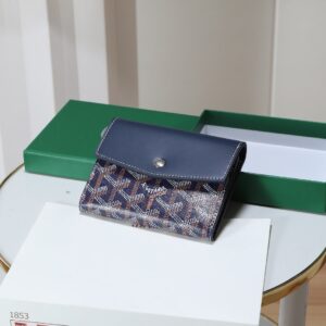 高仿Goyard*STGABR3拼色三折式錢夾錢包藍色免檢版
