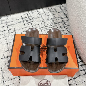 高仿Hermes*Kos系列H251012Z0厚底木質拖鞋黑色4CM免檢版