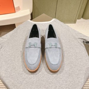 高仿Hermes*H222056Z6U羊京料樂福鞋藍色免檢版