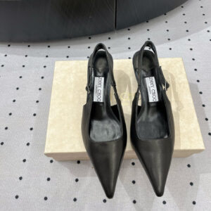 高仿JimmyChoo*AMEL52N尖頭塔扣高踭鞋黑色4.5CM免檢版