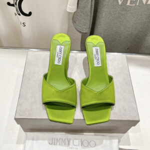 高仿JimmyChoo*SKYE72S方頭一字拖鞋綠色7CM免檢版