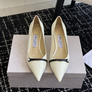 高仿JimmyChoo*ROSALI8水晶漆皮高踭鞋白色6.5CM免檢版