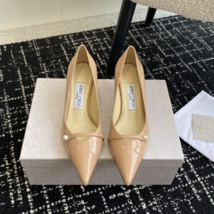 高仿JimmyChoo*ROSALI7水晶漆皮高踭鞋裸色6.5CM免檢版