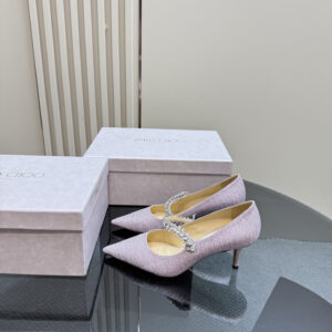 高仿JimmyChoo*J000178尖頭水晶鞋星空紫6.5CM免檢版