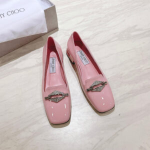 高仿JimmyChoo*RAVIFLA方頭單鞋漆皮粉色2.5CM免檢版
