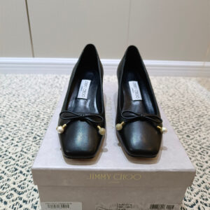 高仿JimmyChoo*J000561方頭芭蕾舞鞋黑色5CM免檢版