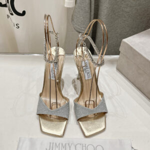 高仿JimmyChoo*SAEDASA細高踭涼鞋鉑金10CM免檢版
