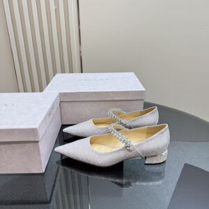 高仿JimmyChoo*J000177尖頭水晶鞋星空銀3CM免檢版