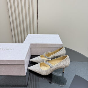 高仿JimmyChoo*J000174尖頭水晶鞋金色6.5CM免檢版