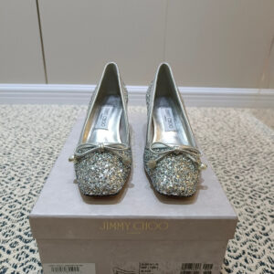 高仿JimmyChoo*J000563方頭芭蕾舞鞋銀色5CM免檢版