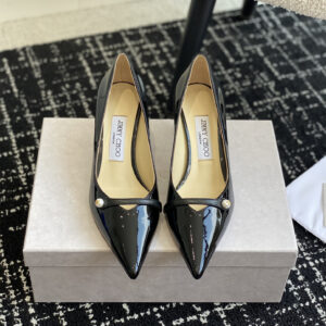 高仿JimmyChoo*ROSALI6水晶漆皮高踭鞋黑色6.5CM免檢版