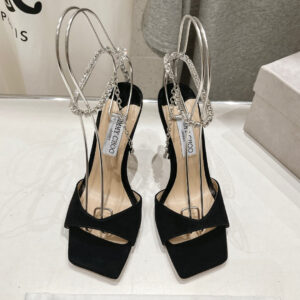 高仿JimmyChoo*SAEDASB細高踭涼鞋黑色10CM免檢版