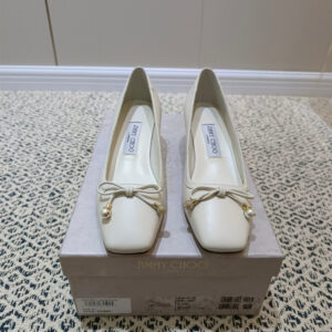 高仿JimmyChoo*J000560方頭芭蕾舞鞋白色5CM免檢版