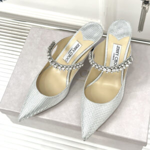 高仿JimmyChoo*BING63T水晶鑲嵌涼拖亮藍6.5CM免檢版