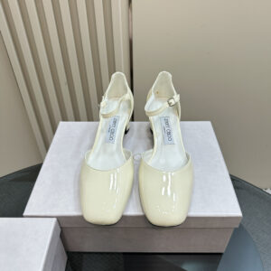 高仿JimmyChoo*PIXIEBG方頭粗踭鞋白色4.5CM免檢版