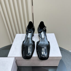 高仿JimmyChoo*PIXIEBJ方頭粗踭鞋黑色4.5CM免檢版