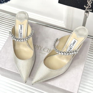 高仿JimmyChoo*BING62T水晶鑲嵌涼拖裸色6.5CM免檢版