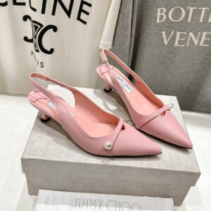 高仿JimmyChoo*AMITA48小羊皮尖頭高踭鞋粉色4.5CM免檢版
