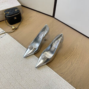 高仿JimmyChoo*ORBPUMV水晶球尖頭高踭鞋銀色9.5CM免檢版