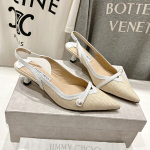 高仿JimmyChoo*AMITA50小羊皮尖頭高踭鞋卡其4.5CM免檢版