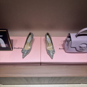 高仿JimmyChoo*MELVA73水晶塔扣尖頭高踭鞋晶片銀色7CM免檢版