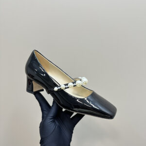 高仿JimmyChoo*J000322瑪麗珍鞋漆皮黑色4.5CM免檢版