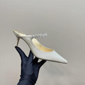 高仿JimmyChoo*BING64D尖頭高踭拖鞋米黃6CM免檢版