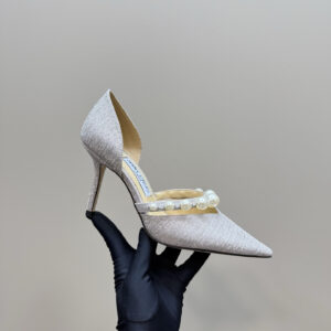 高仿JimmyChoo*AURELIQ尖頭套腳高踭鞋星光灰8.5CM免檢版