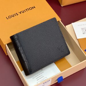 高仿LV*N88115頭層鱷魚皮男士錢夾黑色免檢版