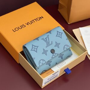 高仿LV*Victor系列M14793三折疊男士銀包藍色免檢版
