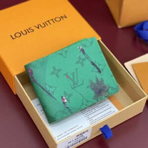 高仿LV父親節系列M14878高爾夫圖案綠色短款錢夾免檢版