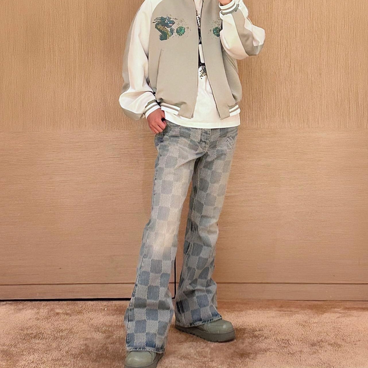 高仿LV*Damier系列1AFI22棋盤格牛仔長褲 - Image 14