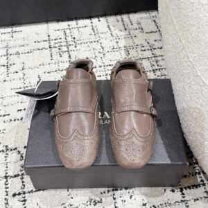 高仿Prada*2EG469B小牛皮懶人鞋朱潤色免檢版