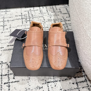 高仿Prada*2EG469D小牛皮懶人鞋棕色免檢版