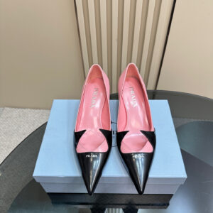 高仿Prada*1I976F尖頭走秀款高踭鞋5.5CM粉色免檢版