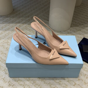 高仿Prada*1I901N露跟印花徽標高跟鞋7.5CM膚色免檢版