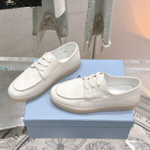 高仿Prada*2EE397B男女同款復古商務鞋白色免檢版