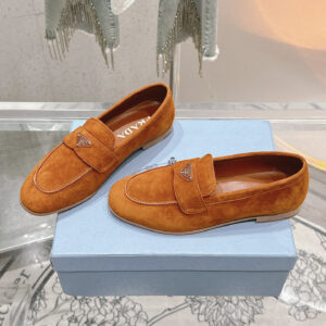 高仿Prada*1D468D薄款女士商務鞋羊猄絨棕免檢版