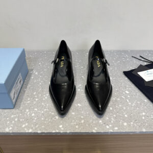 高仿Prada*1I751N尖頭錐形跟高踭鞋5.5CM黑色免檢版