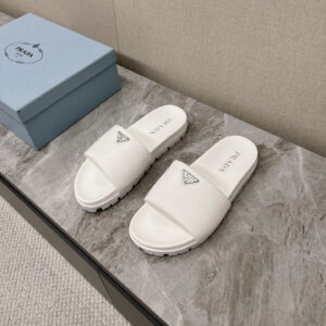 高仿Prada*2X3099M男女同款拖鞋徽標白色免檢版